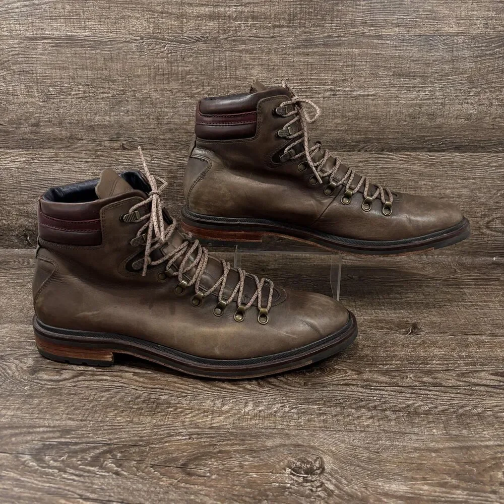 Cole Haan Cranston Hiker Boots Men's 12 Brown Leather Ankle Hiking Rugged